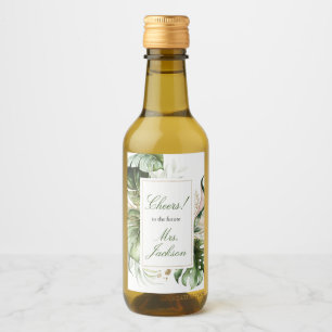 Tropical Greenery Mini Wine Bottle Label