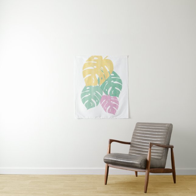 Tropical Greenery - Monstera Leaves Tapestry (In Situ)