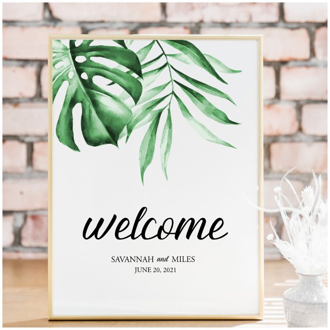 Tropical Greenery Palm Customizable Sign 8x10 (Creator Uploaded)