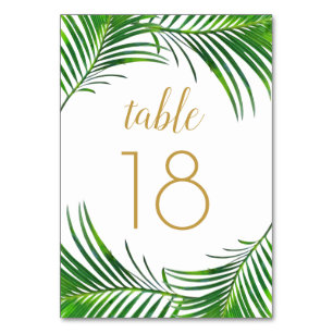 Tropical Greenery Palm Frond Leaves Table Number