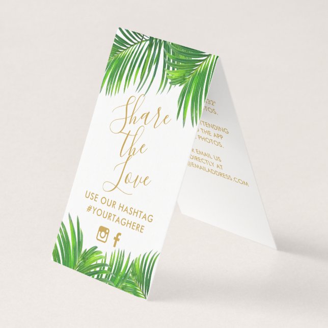 Tropical Greenery Palm Leaves Hashtag Mini Signs (Front)