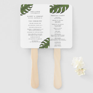 Tropical Greenery Palm Leaves Wedding Program Hand Fan