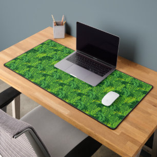 Tropical Greenery Palm & Monstera Leaves Desk Mat