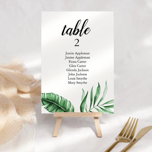 Tropical greenery Palm Seating Chart  Table Number (Creator Uploaded)