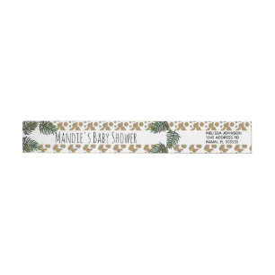 Tropical Greenery Palm Tree Faux Glitter Confetti Wrap Around Label