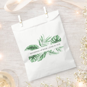 Tropical Greenery Palm Wedding Monogram Favour Bag
