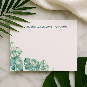 Tropical Greenery Personalized Stationery Card