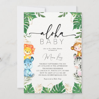 Tropical Greenery Safari Baby Shower Invitation