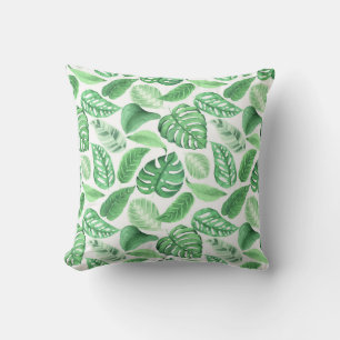 Tropical Greenery Watercolor Art Print Throw Pillow