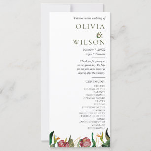 Tropical Greenery Watercolor Wedding Program