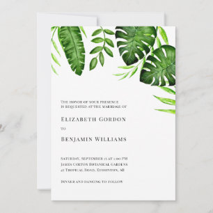 Tropical Greenery Wedding Botanical Monstera Leave Invitation