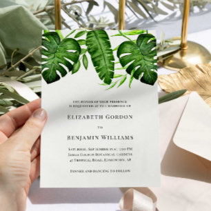 Tropical Greenery Wedding Botanical Monstera Leave Invitation