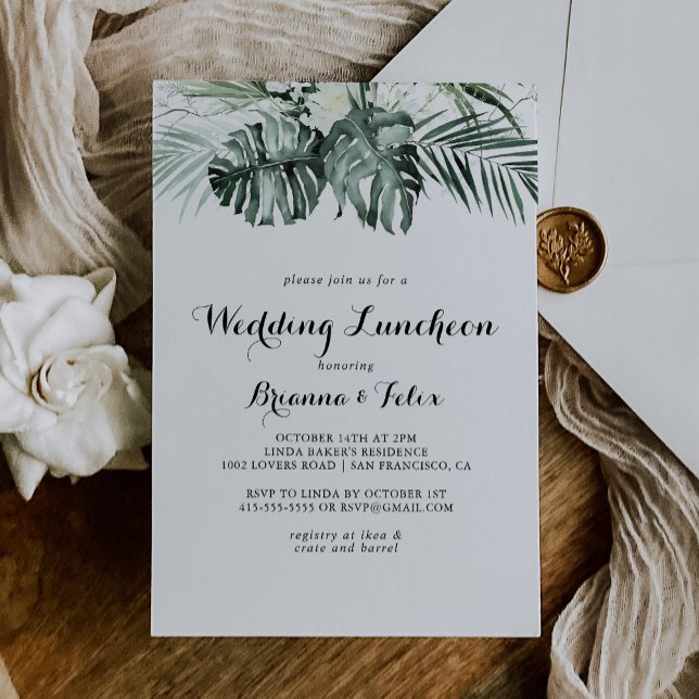 Tropical Greenery Wedding Luncheon Bridal Shower Invitation (Creator Uploaded)