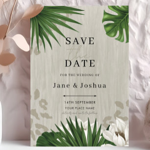 Tropical Greenery Wedding Save the Date  Invitation