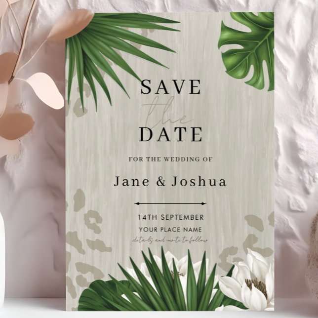 Tropical Greenery Wedding Save the Date  Invitation (Creator Uploaded)