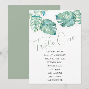 Tropical Greenery Wedding Seating Chart Invitation