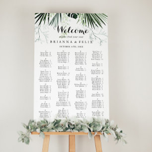 Tropical Greenery White Alphabetical Seating Chart