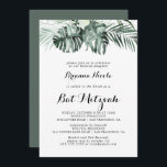 Tropical Greenery White Floral Bat Mitzvah Invitation<br><div class="desc">This tropical greenery white floral bat mitzvah invitation is perfect for a rustic bat mitzvah. The design features green palm leaves bouquets with white lovely flowers.</div>