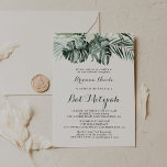 Tropical Greenery White Floral Bat Mitzvah  Invitation<br><div class="desc">This tropical greenery white floral bat mitzvah invitation is perfect for a rustic bat mitzvah. The design features green palm leaves bouquets with white lovely flowers.</div>