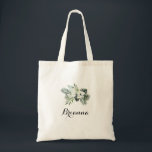 Tropical Greenery White Floral Bridesmaid Tote Bag<br><div class="desc">This tropical greenery white floral bridesmaid tote bag is the perfect wedding gift to present your bridesmaids and maid of honour for a rustic wedding. The design features green palm leaves bouquets with white lovely flowers.</div>