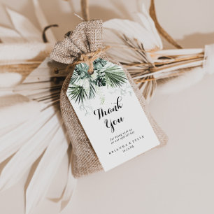 Tropical Greenery White Floral Wedding Thank You Gift Tags