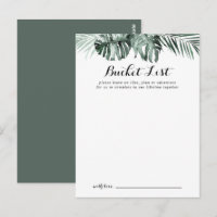 Tropical Greenery White Wedding Bucket List Cards