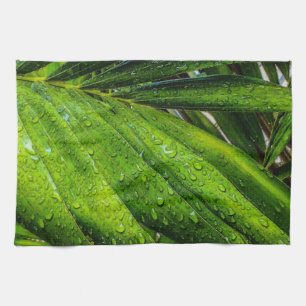 Tropical Greens with Raindrops Kitchen Towel