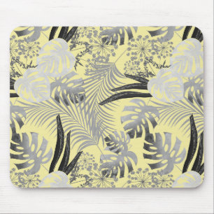 tropical, grey and yellow . mouse pad