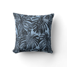 Tropical Grey Blue Palm Leaves