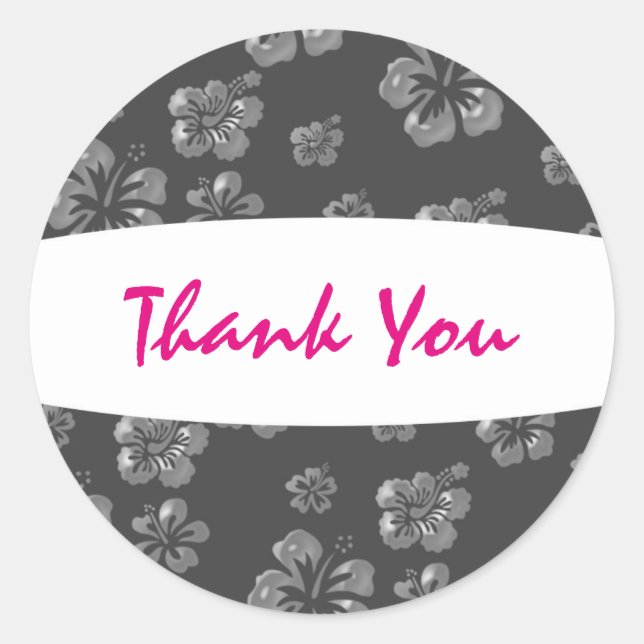 Tropical Grey Elegant Hibiscus Floral Sticker (Front)
