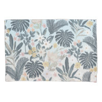 Tropical Grey Gold Foliage Floral Pattern