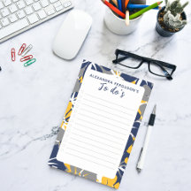Tropical Grey/Grey Blue Yellow Floral To Do List
