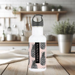 Tropical Grey & Pink Pineapple Pattern With Name 532 Ml Water Bottle<br><div class="desc">Tropical Grey & Pink Pineapple Pattern With Name</div>