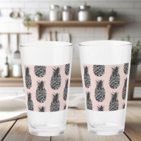 Tropical Grey & Pink Pineapple Seamless Pattern