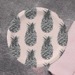 Tropical Grey & Pink Pineapple Seamless Pattern Paper Plate<br><div class="desc">Tropical Grey & Pink Pineapple Seamless Pattern</div>