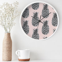 Tropical Grey & Pink Pineapple Seamless Pattern