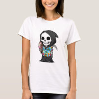 Tropical Grim Treats – Playful Skeleton Cartoon