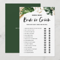 Tropical Guess Who Bride or Groom Shower Card