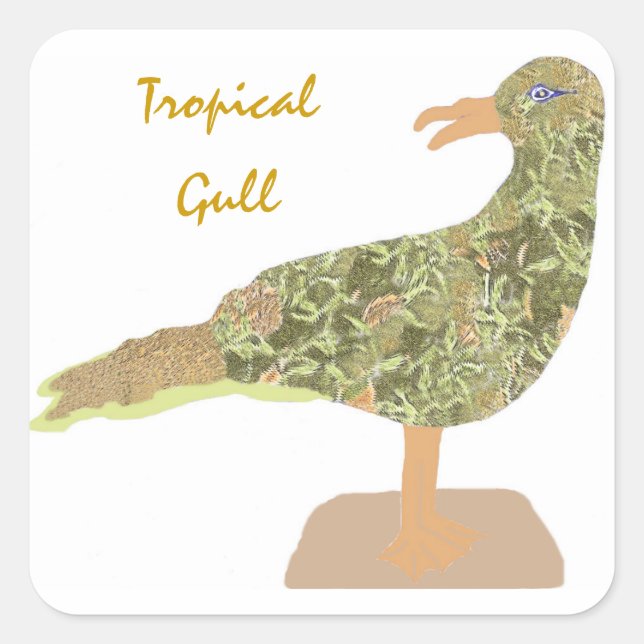 Tropical Gull Square Sticker (Front)