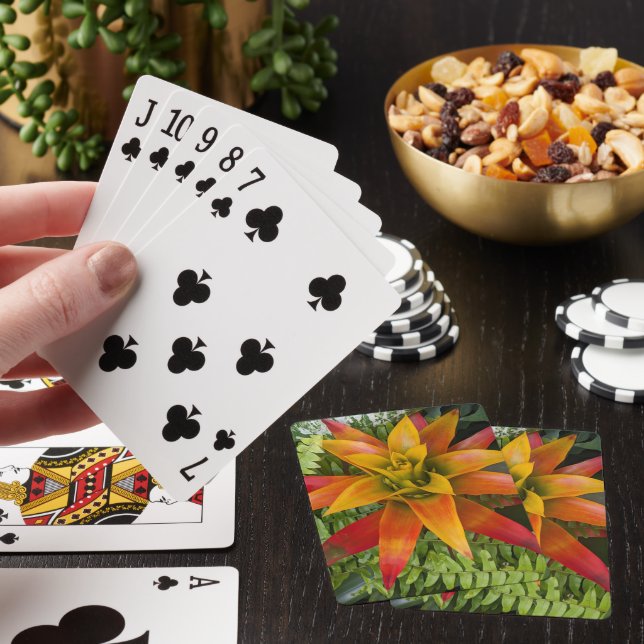 Tropical Guzmania Plant Floral Playing Cards (In Situ)