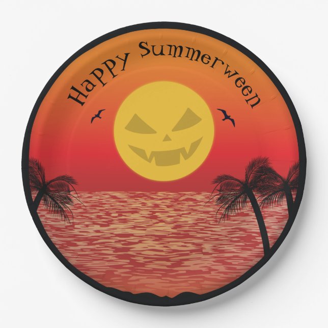 Tropical Halloween Paper Plate (Front)