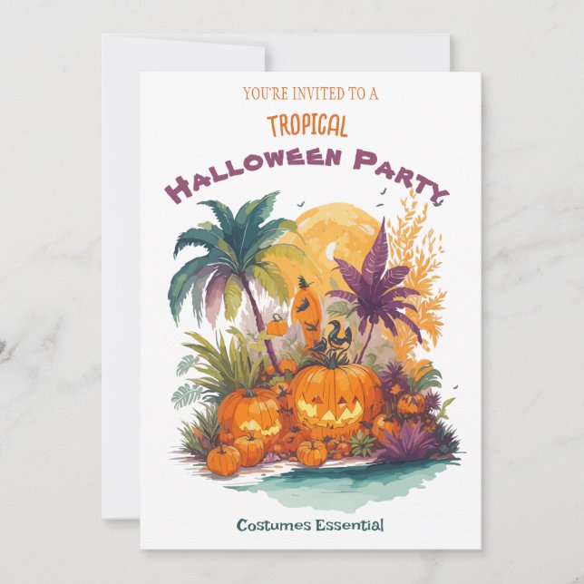 Tropical Halloween party invitation (Front)