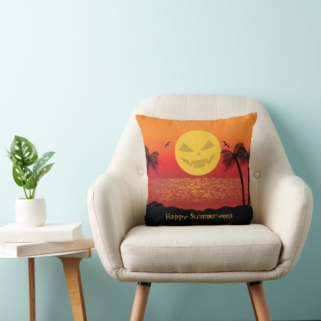 Tropical Halloween Throw Pillow (Chair)