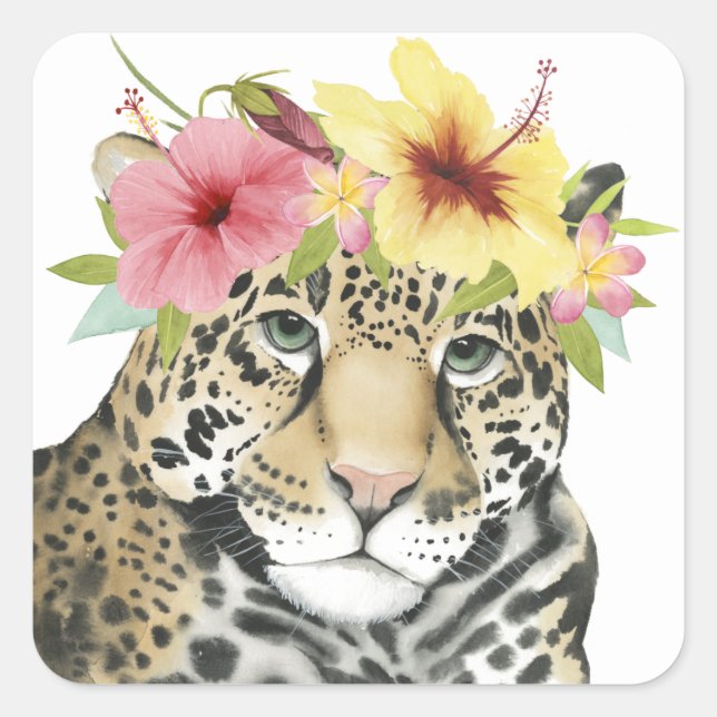 Tropical Halo | Sweet Cheetah Square Sticker (Front)