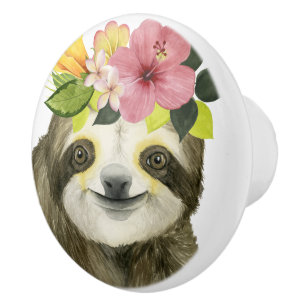 Tropical Halo   Sweet Sloth Ceramic Knob