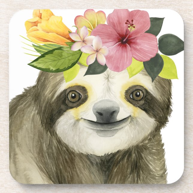 Tropical Halo | Sweet Sloth Coaster (Front)