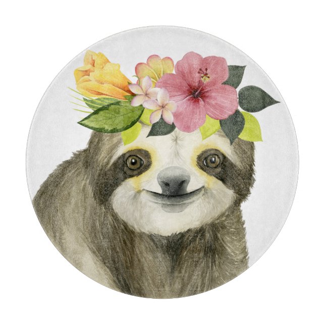 Tropical Halo | Sweet Sloth Cutting Board (Front)