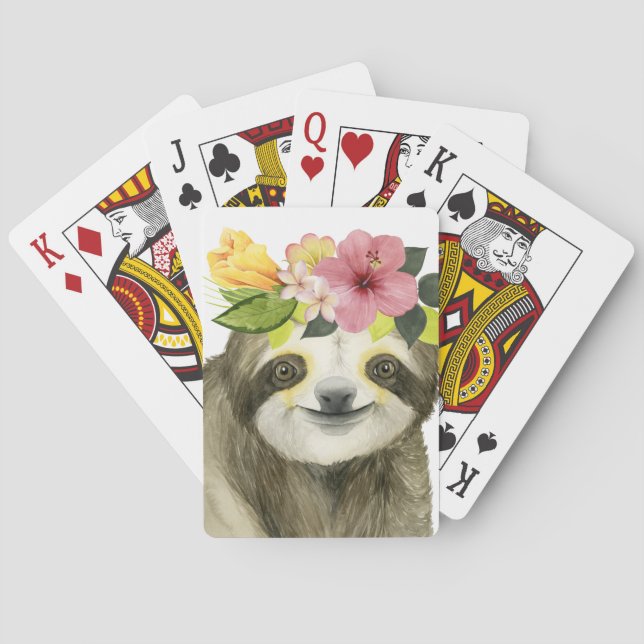 Tropical Halo | Sweet Sloth Playing Cards (Back)