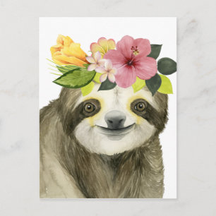 Tropical Halo Sweet Sloth Postcard