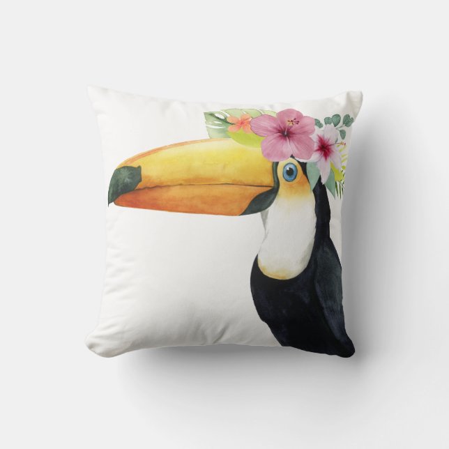 Tropical Halo - Toucan Throw Pillow (Front)